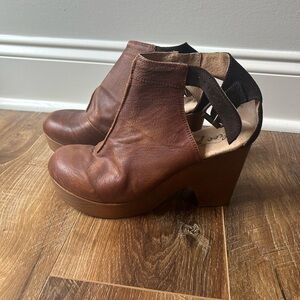 Free People Brown Leather Mules